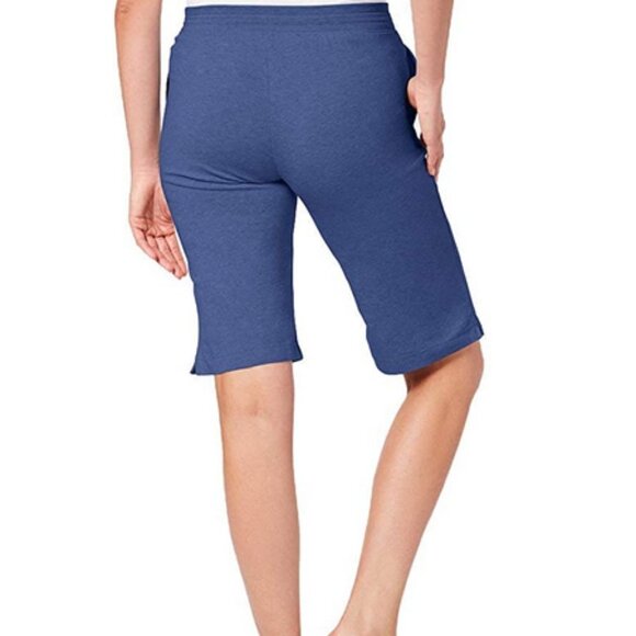 Karen Scott Sport Cotton Pull On Heather Blue Navy Skimmer Shorts XS Extra Small - Picture 3 of 10